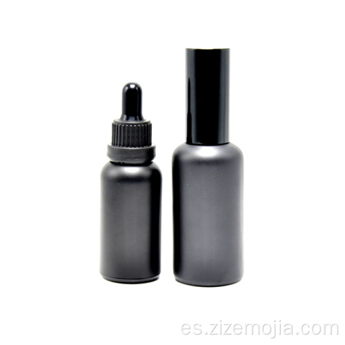 Botella de aceite esencial negro de 30 ml mate